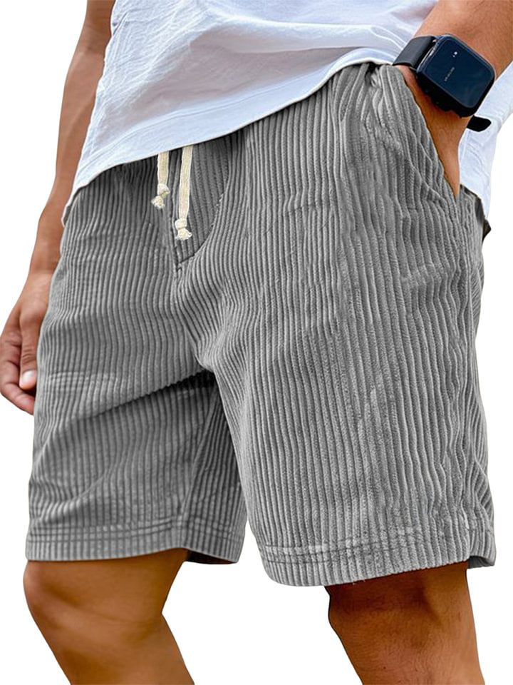 Men's Corduroy Drawstring Shorts with Pockets