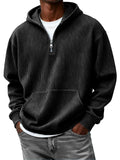 Men's Casual Solid Color Half-Zip Hooded Sweatshirt