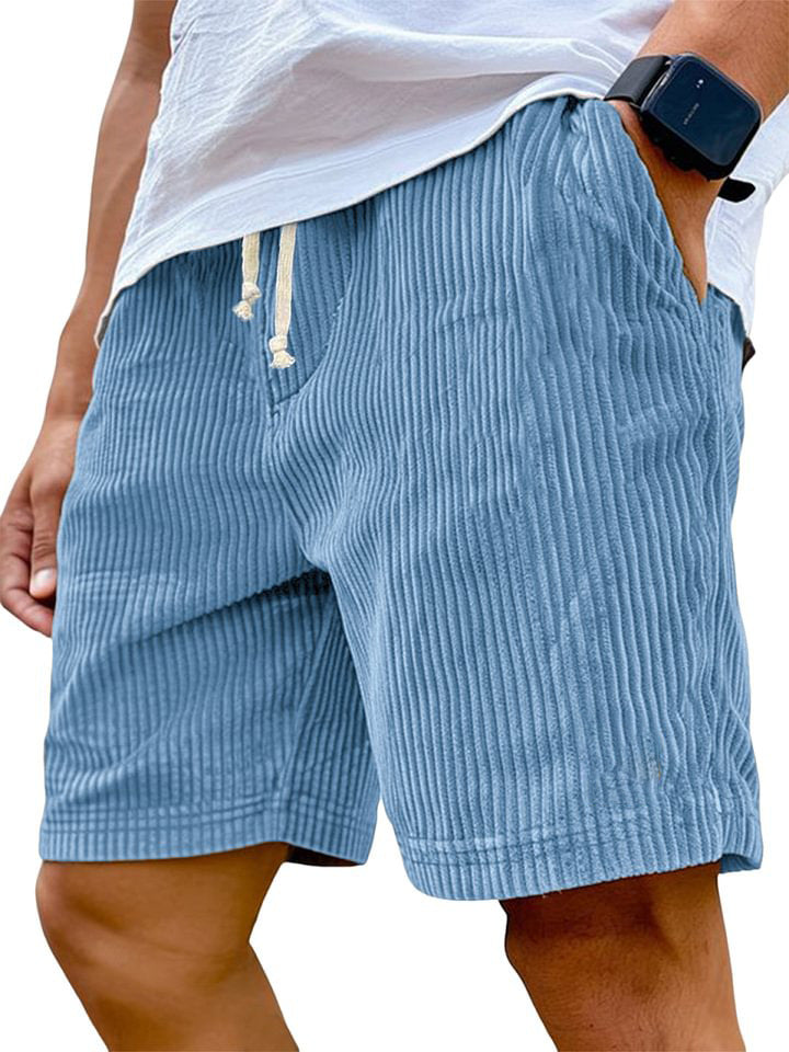 Men's Corduroy Drawstring Shorts with Pockets
