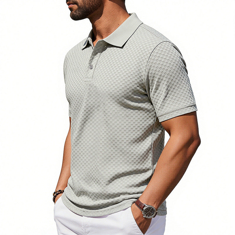 2026 Men's Checkered Polo Shirt Breathable Casual Collar T-shirt
