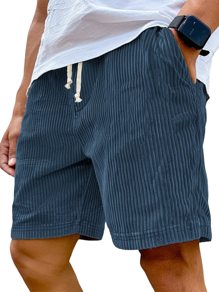 Men's Corduroy Drawstring Shorts with Pockets