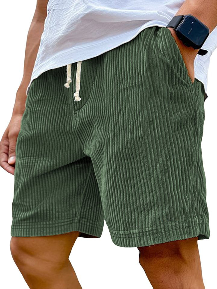 Men's Corduroy Drawstring Shorts with Pockets
