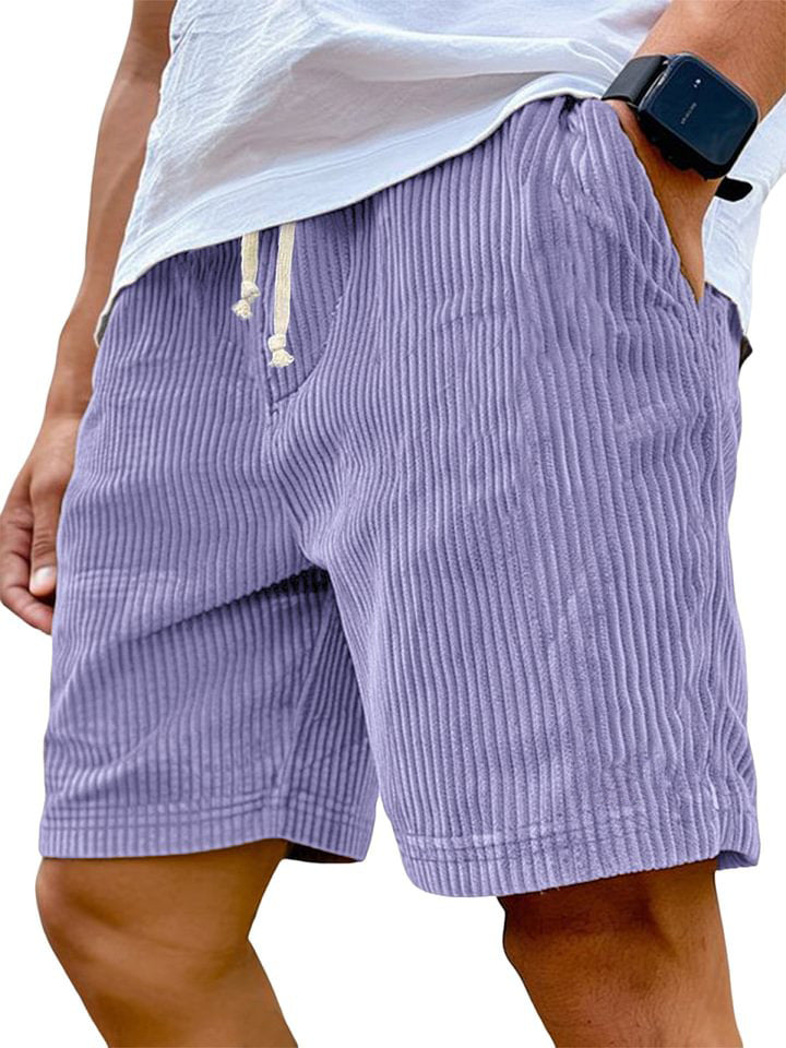 Men's Corduroy Drawstring Shorts with Pockets