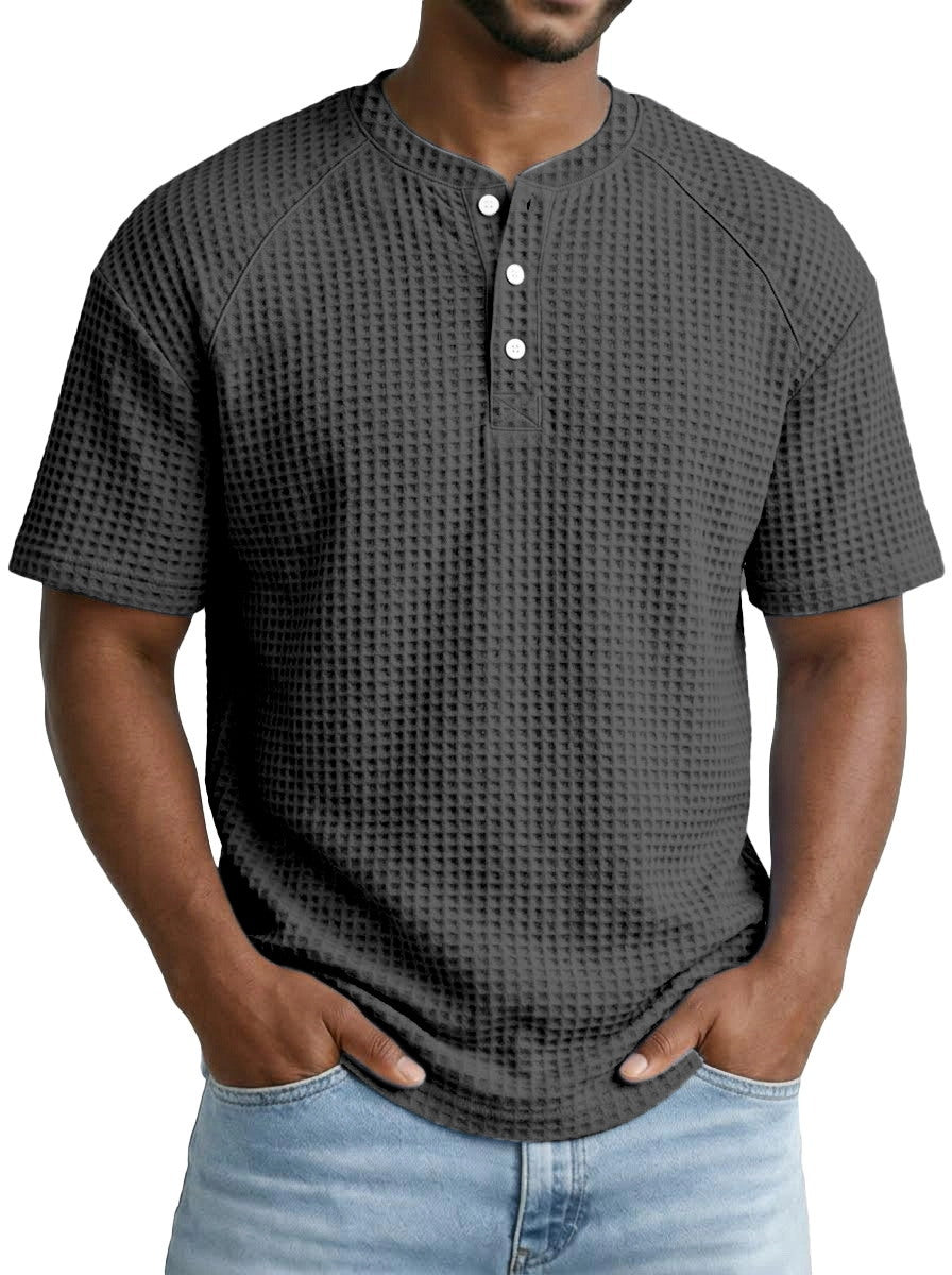 2026 Men's Waffle Short Sleeve Casual Fashion T-shirt