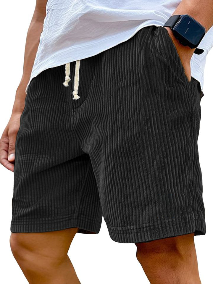 Men's Corduroy Drawstring Shorts with Pockets