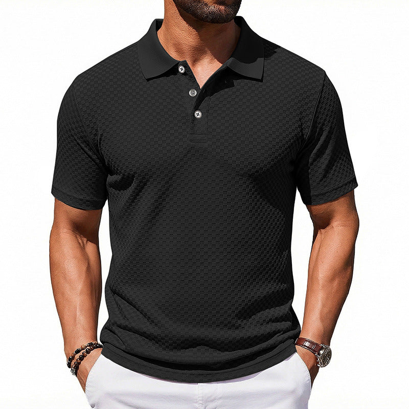2026 Men's Checkered Polo Shirt Breathable Casual Collar T-shirt
