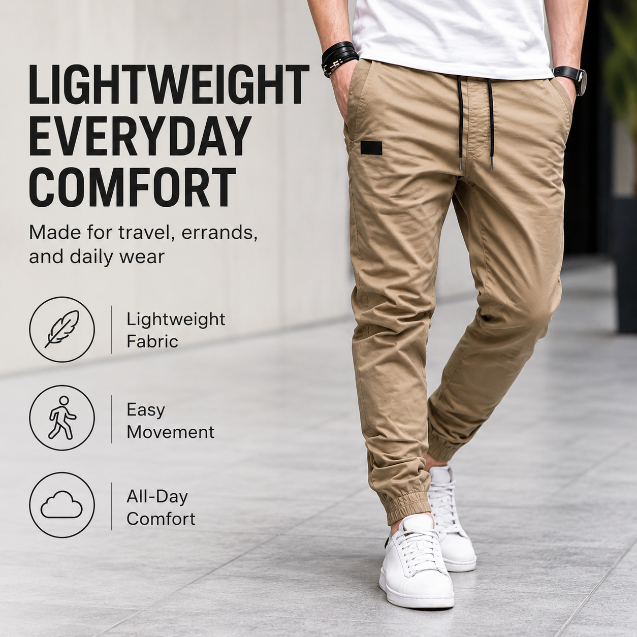 Men's Solid Casual Jogger Pants