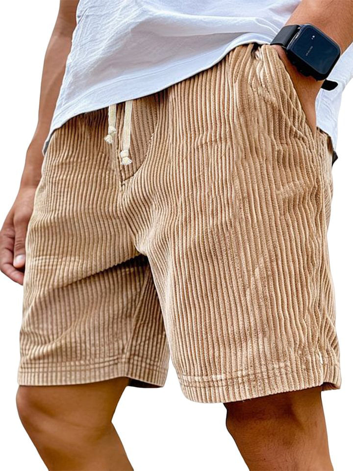 Men's Corduroy Drawstring Shorts with Pockets