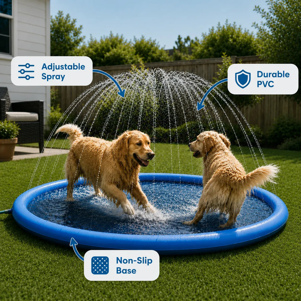 Dog Splash Pad Sprinkler Pool Summer Cooling Play Mat for Pets & Kids