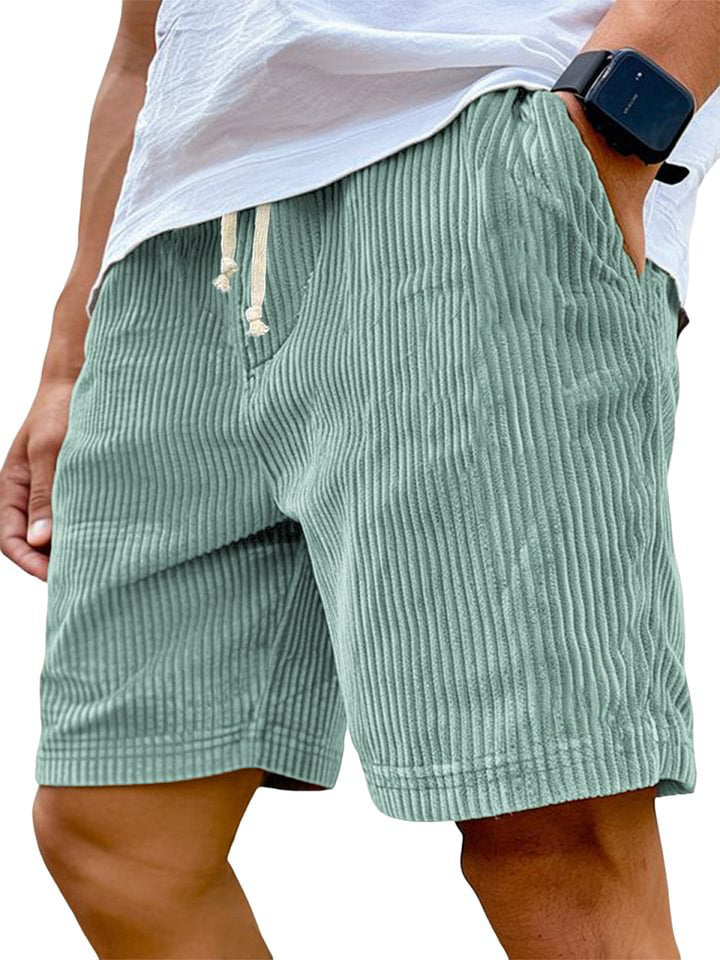 Men's Corduroy Drawstring Shorts with Pockets