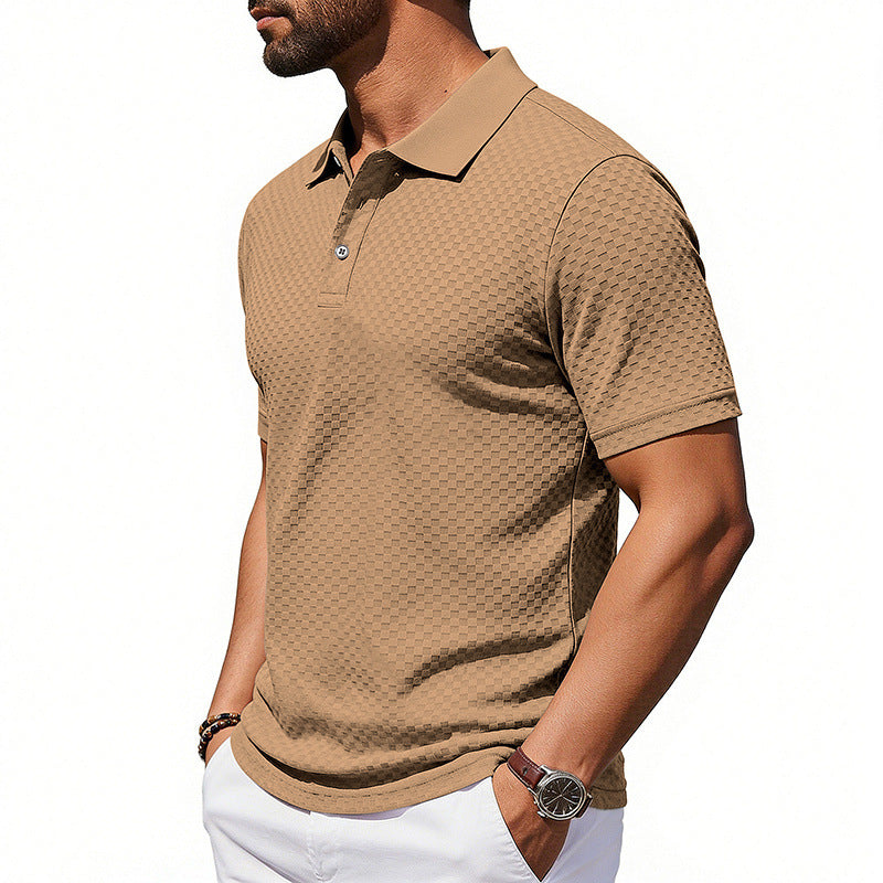 2026 Men's Checkered Polo Shirt Breathable Casual Collar T-shirt