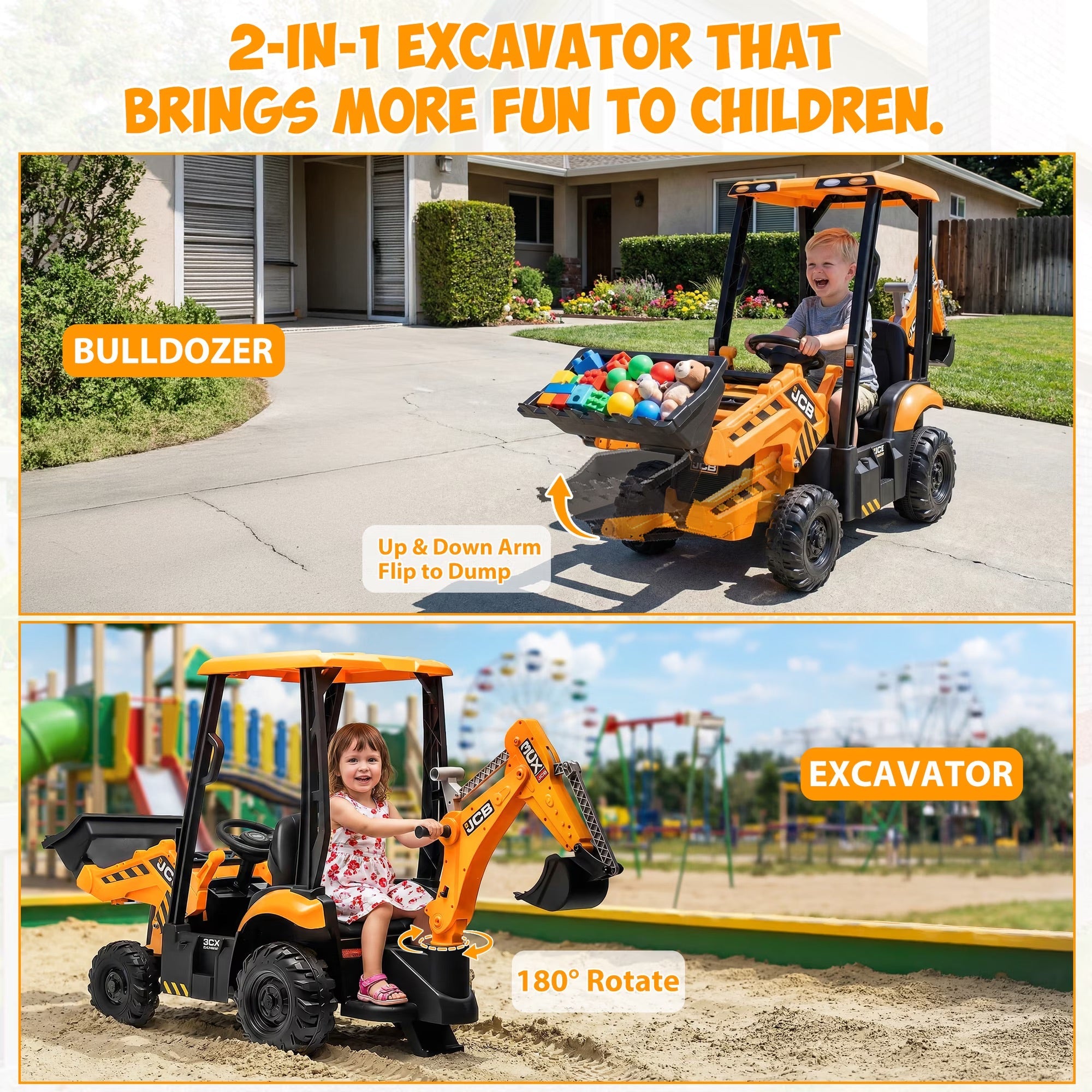 Little Engineer 2-in-1 Ride On Backhoe Toy