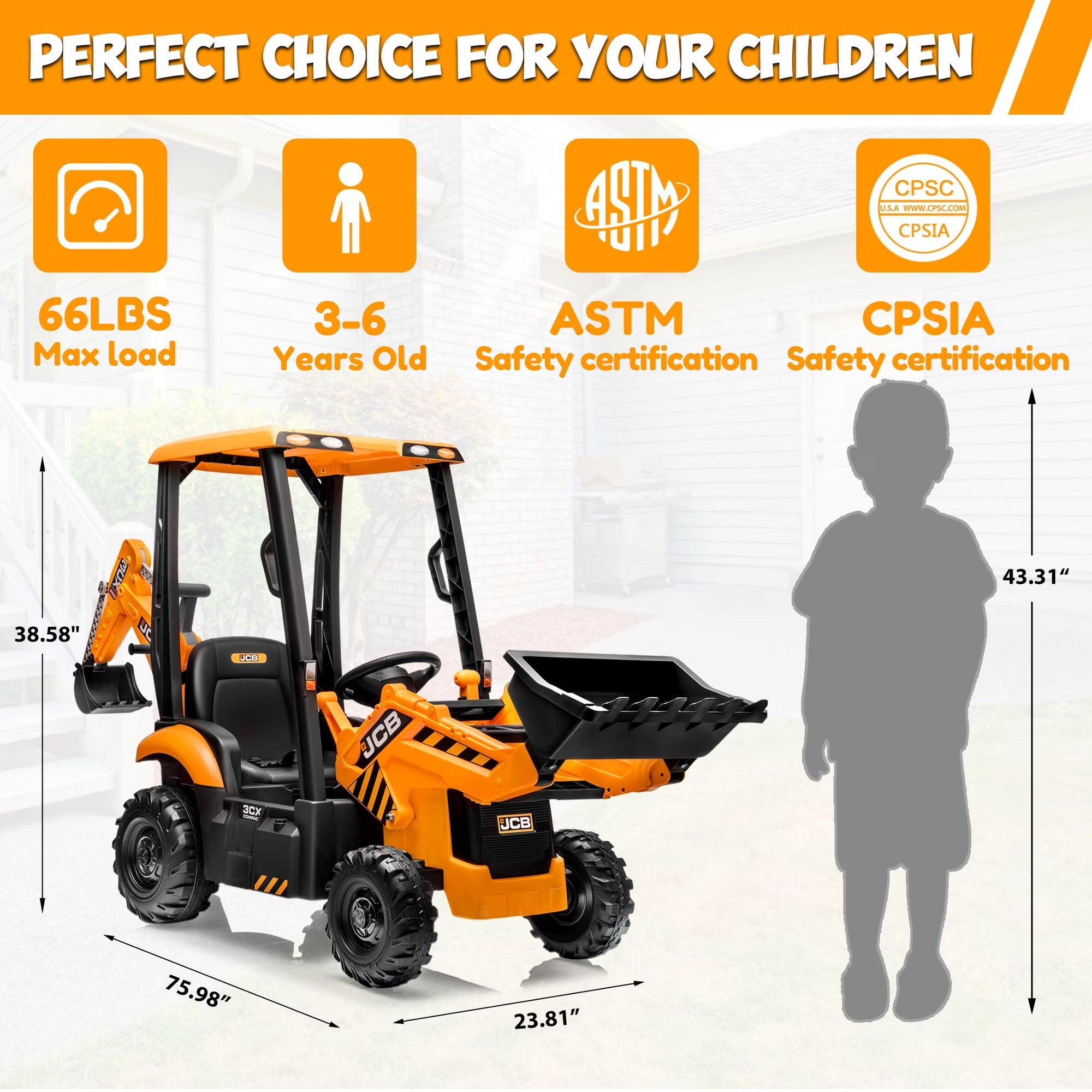 Little Engineer 2-in-1 Ride On Backhoe Toy